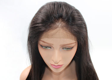 China Cordón medio de Brown del cordón del cabello humano de la onda recta sedosa llena india cruda de las pelucas proveedor