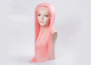 China Pelucas coloreadas onda recta sedosa del pelo, pelucas de cordón llenas humanas del color rosado con el pelo del bebé proveedor