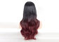 Negro a la sensación lisa ondulada natural larga coloreada de las pelucas sintéticas del rojo de vino proveedor